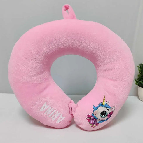 Personalised Unicorn Drawstring Bag with Neck Pillow Combo for Kids